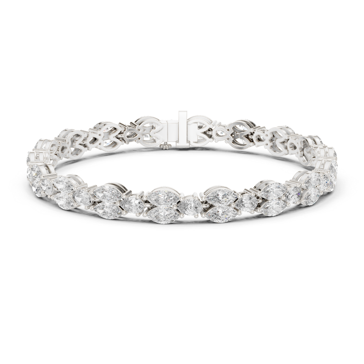 Marquise & Pear Petal Cluster Diamond Tennis Bracelet