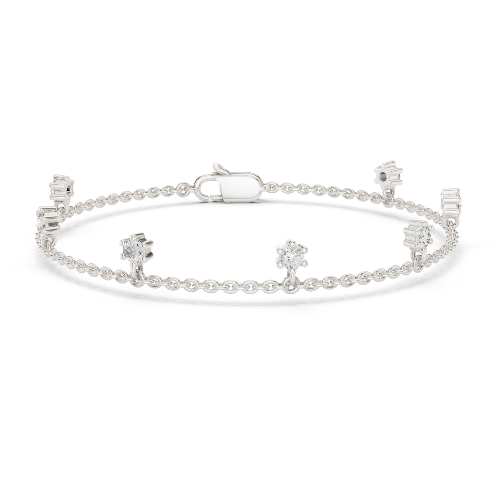 Floating Diamond Drop Charm Chain Bracelet
