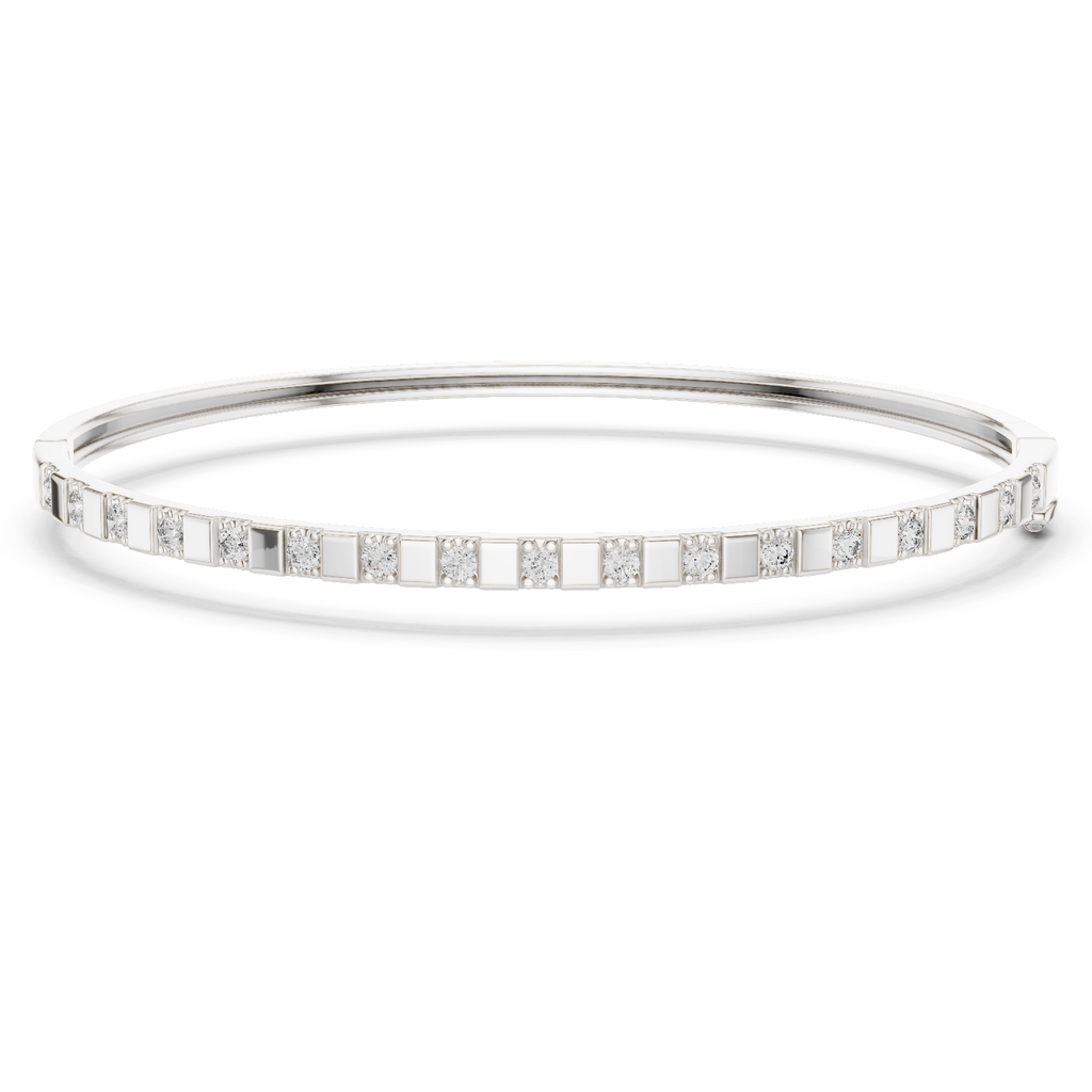 Alternating Diamond & Polished Block Station Bracelet