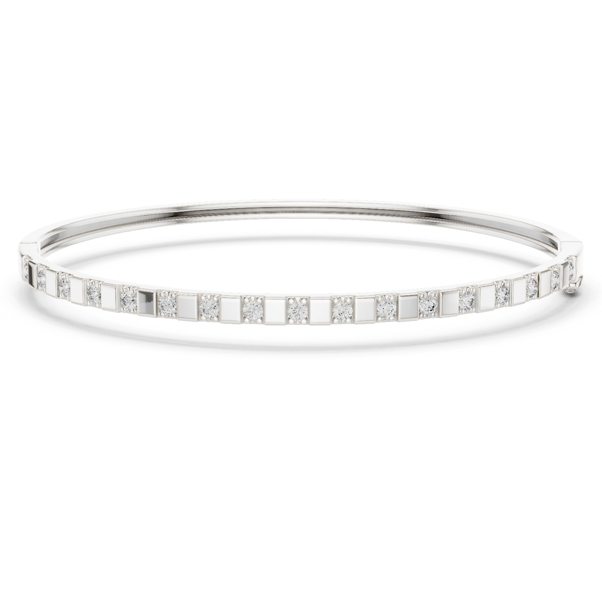 Alternating Diamond & Polished Block Station Bracelet