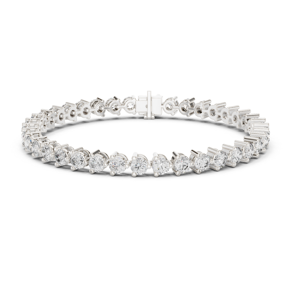 Three-Prong Round Diamond Tennis Bracelet