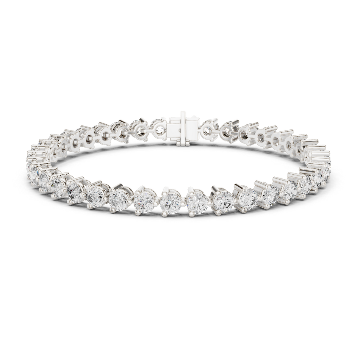 Three-Prong Round Diamond Tennis Bracelet