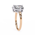 Rose Gold Toi et Moi Emerald and Round Cut Two Stone Diamond Ring