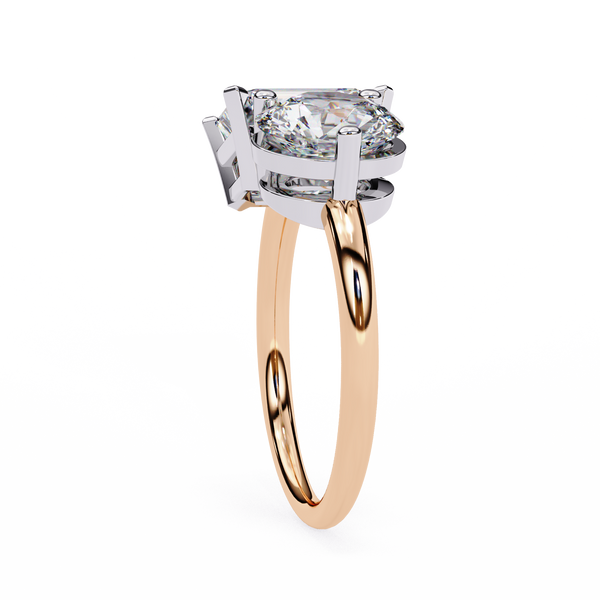 Rose Gold Toi et Moi Emerald and Round Cut Two Stone Diamond Ring