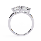 White Gold Toi et Moi Emerald and Round Cut Two Stone Diamond Ring