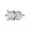 White Gold Toi et Moi Emerald and Round Cut Two Stone Diamond Ring