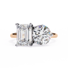 Rose Gold Toi et Moi Emerald and Round Cut Two Stone Diamond Ring