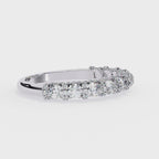 White Gold Round Diamond Cluster Half Eternity Band Ring