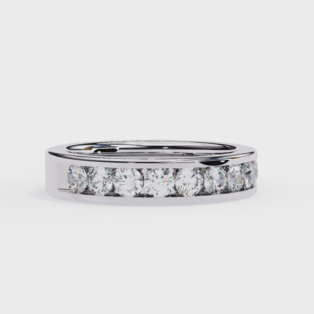 White Gold Round Diamond Channel-Set Half Eternity Band Ring
