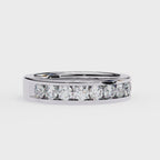 White Gold Round Diamond Channel-Set Half Eternity Band Ring
