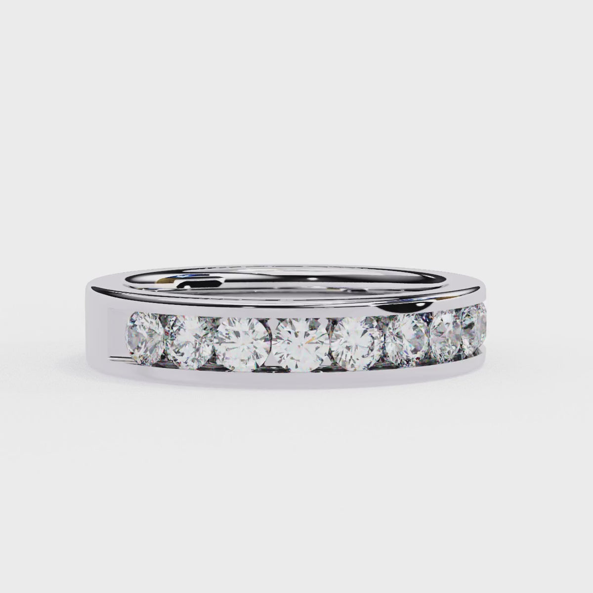 White Gold Round Diamond Channel-Set Half Eternity Band Ring