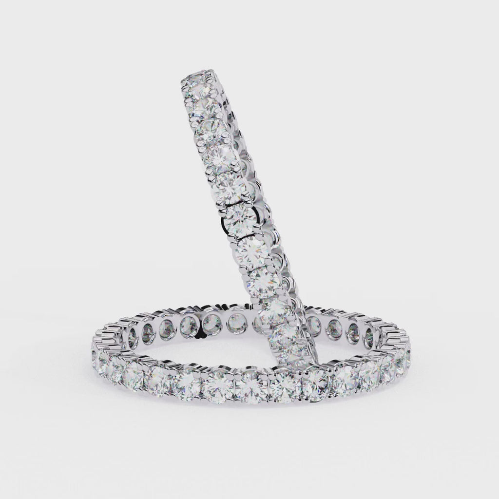 White Gold Round Diamond Shared Prong Full Eternity Band Ring