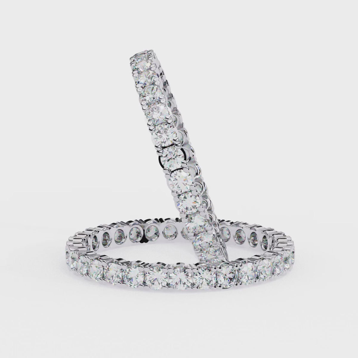 White Gold Round Diamond Shared Prong Full Eternity Band Ring