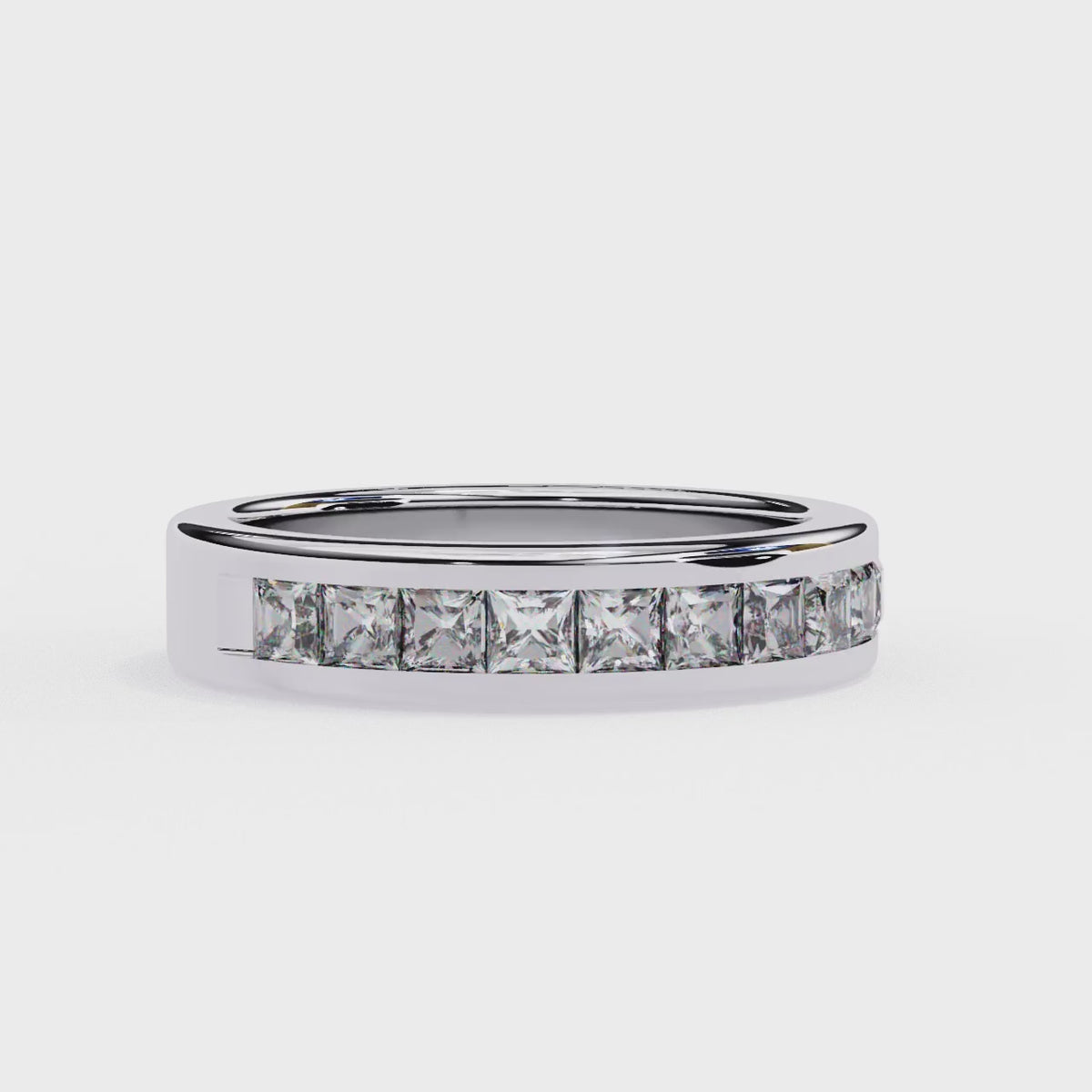 White Gold Princess-Cut Diamond Channel-Set Half Eternity Band Ring