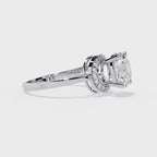 Gold Round Diamond Solitaire Ring with Diamond Bypass Shank