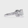 Oval-shaped Diamond with Curvy Halo Band Ring