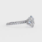 White Gold Oval Diamond Solitaire Pavé Engagement Ring