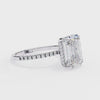 White Gold Emerald-Cut Diamond Solitaire Pavé Engagement Ring