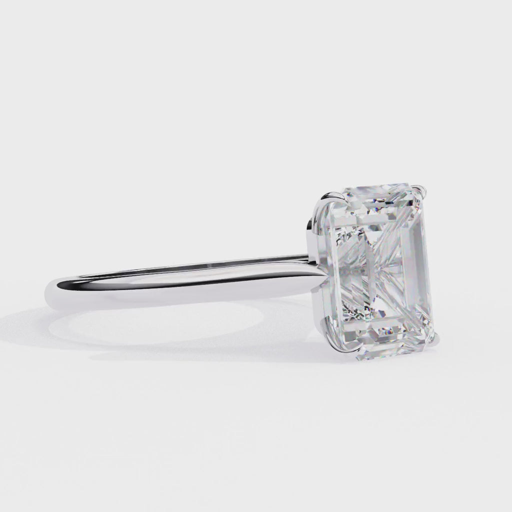 White Gold Emerald-Cut Diamond Solitaire Engagement Ring