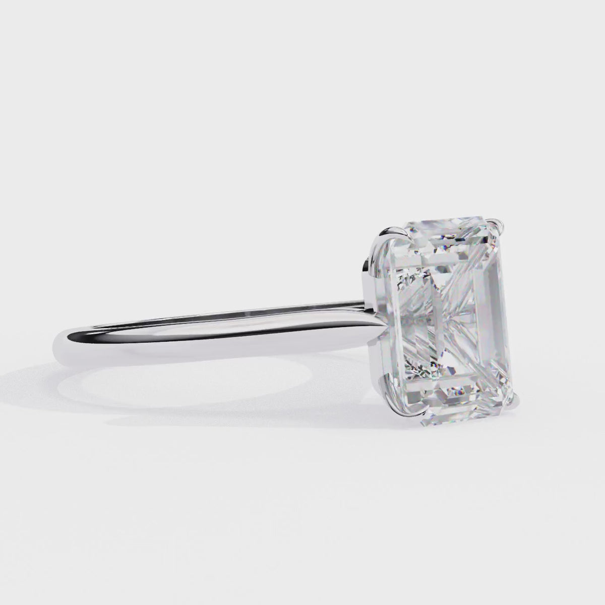White Gold Emerald-Cut Diamond Solitaire Engagement Ring