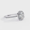 White Gold Cushion-Cut Diamond Halo Pavé Engagement Ring