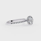 White Gold Round Diamond Solitaire Pavé Engagement Ring