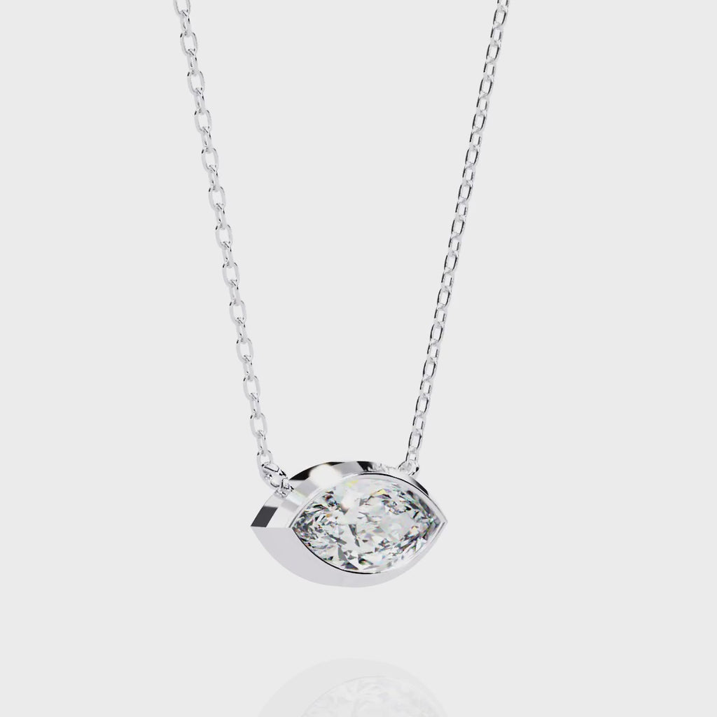Marquise-Cut Evil Eye Natural Diamond Pendant
