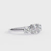 White Gold Three Stone Cushion Cut Diamond Trilogy Ring