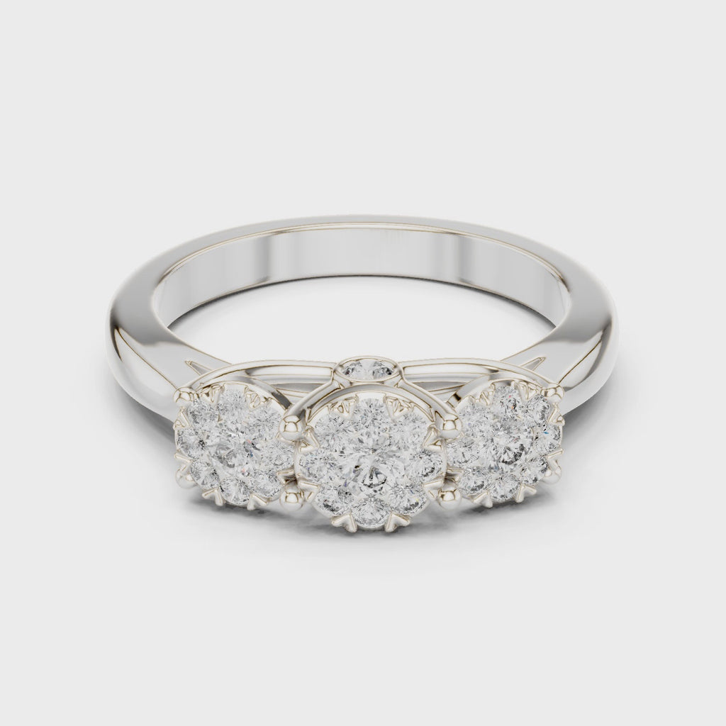 Trinity Bloom Silver Ring