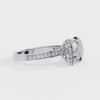 White Gold Cushion Cut Diamond Ring with Vertical Pavé Side Panels