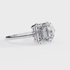 White Gold Toi et Moi Emerald and Round Cut Two Stone Diamond Ring