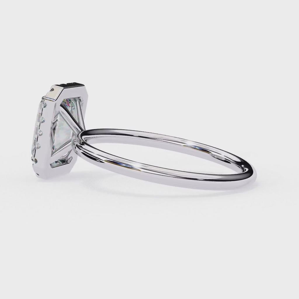 White Gold Radiant-Cut Diamond Halo Solitaire Engagement Ring