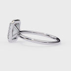 White Gold Radiant-Cut Diamond Halo Solitaire Engagement Ring