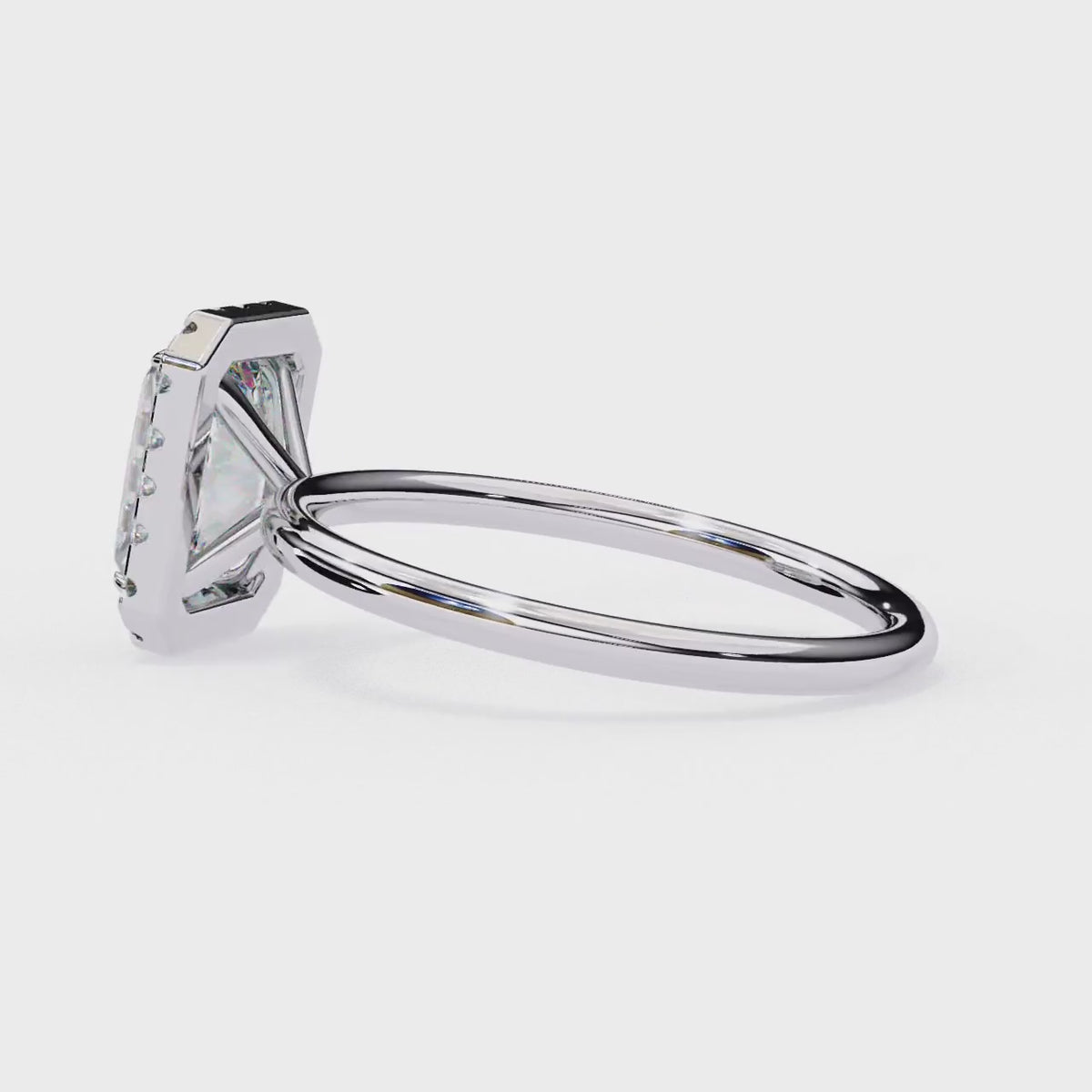 White Gold Radiant-Cut Diamond Halo Solitaire Engagement Ring