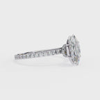 White Gold Marquise Diamond Solitaire Pavé Engagement Ring