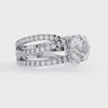 White Gold Round Brilliant Diamond Ring with Triple Split Pavé Crossover Band