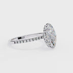 White Gold Marquise Diamond Solitaire Pavé Engagement Ring