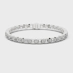 East-West Emerald-Cut Bezel Diamond Tennis Bracelet