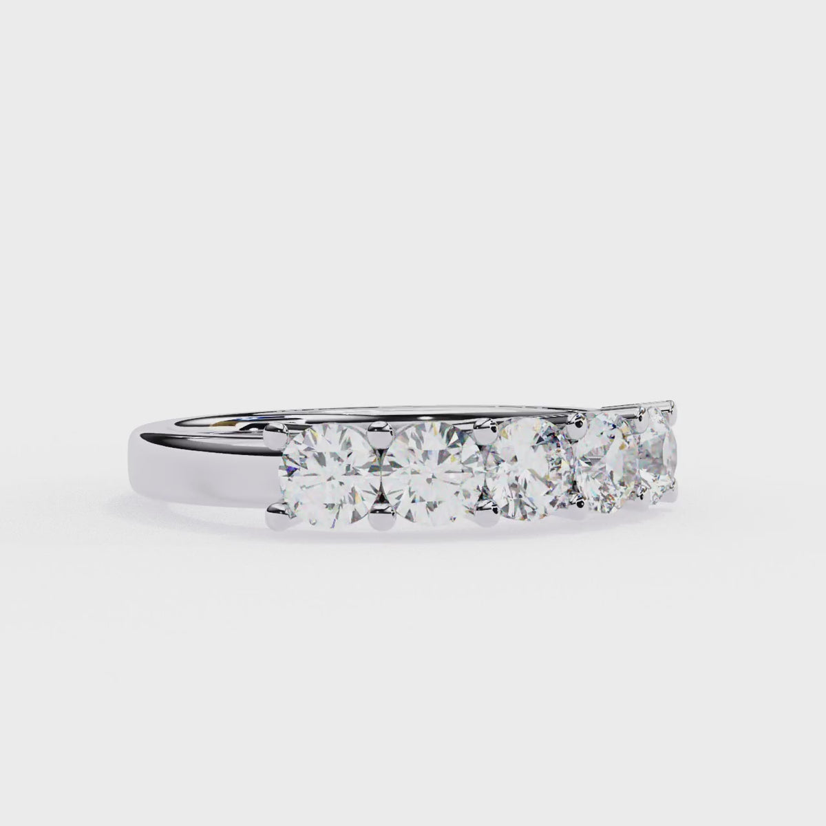 White Gold Five Stone Round Diamond Band Ring