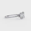 White Gold Princess Cut Diamond Ring with Hidden Halo and Pavé Band