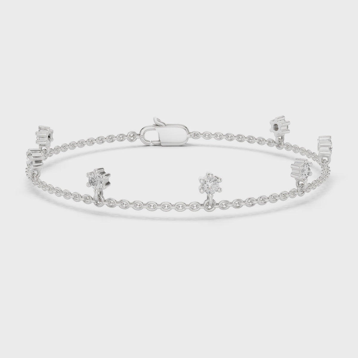 Floating Diamond Drop Charm Chain Bracelet