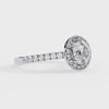 White Gold Round Brilliant Diamond Halo Ring with Pavé Band