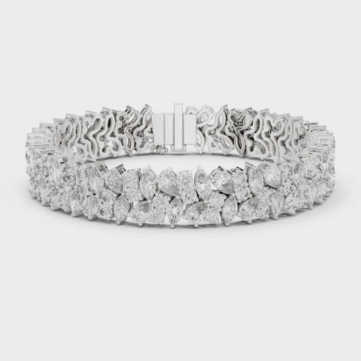 Laurel Cascade Silver Cluster Bracelet