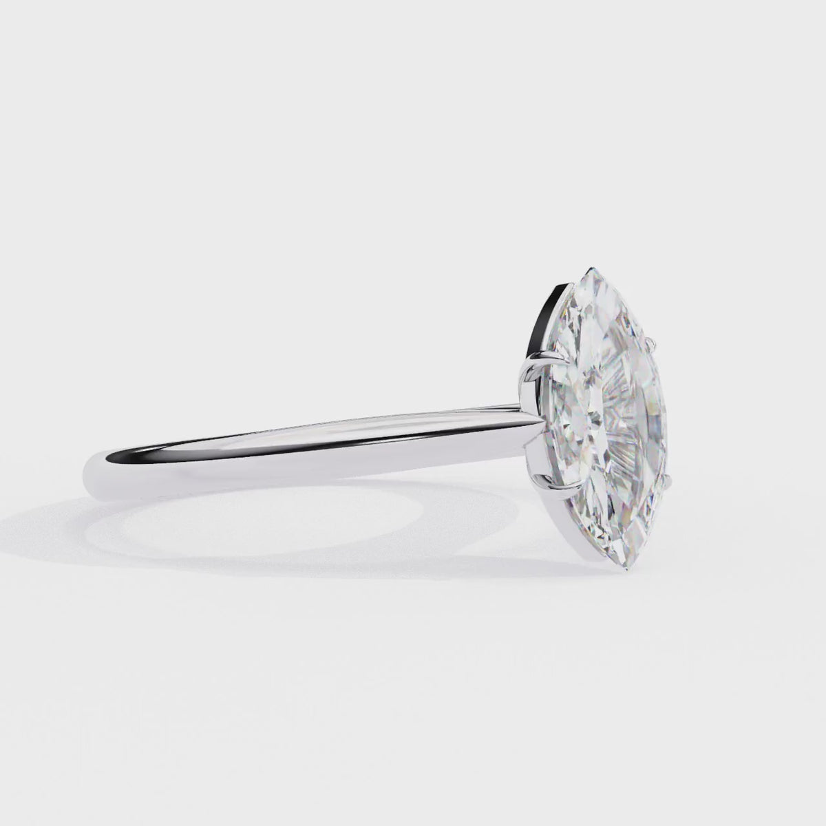 White Gold Marquise Diamond Solitaire Engagement Ring