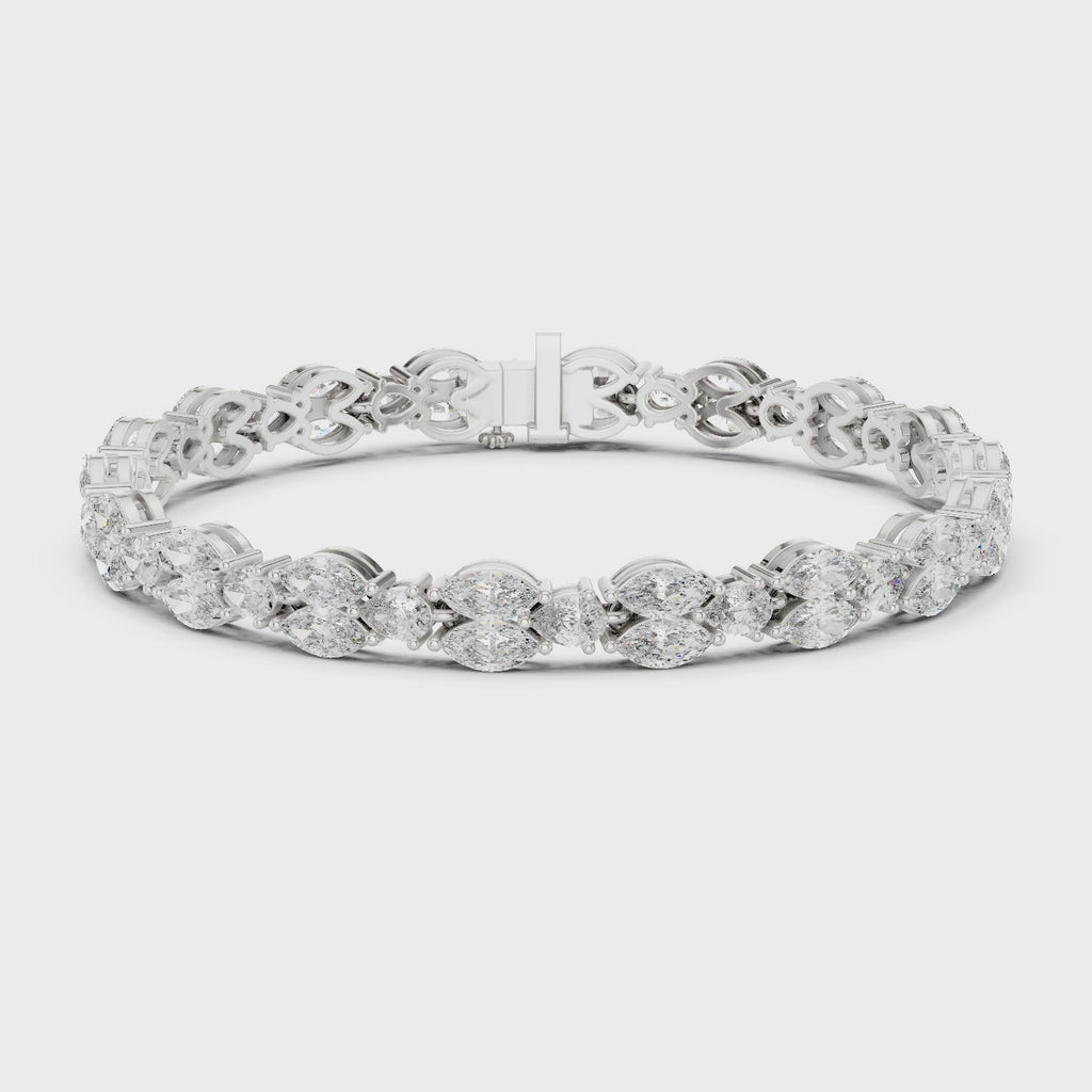 Marquise & Pear Petal Cluster Diamond Tennis Bracelet