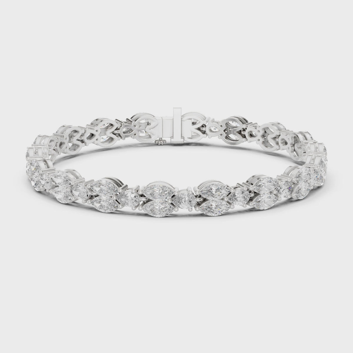 Marquise & Pear Petal Cluster Diamond Tennis Bracelet