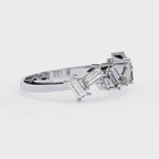 White Gold Scattered Baguette Diamond Band Ring
