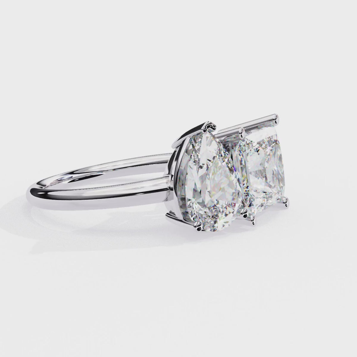White Gold Toi et Moi Pear and Princess Cut Two Stone Diamond Ring