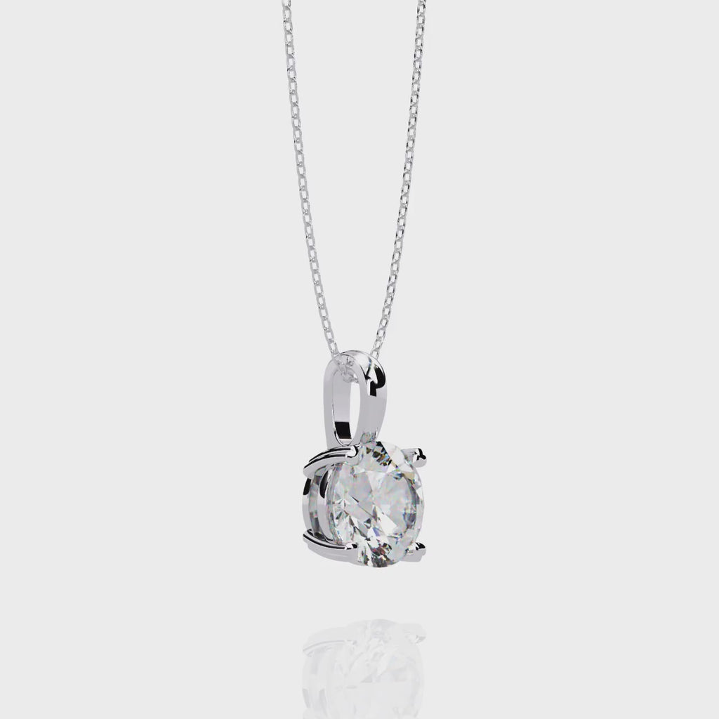 Round Solitaire Double Claw Prong Pendant