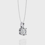 Round Solitaire Double Claw Prong Pendant
